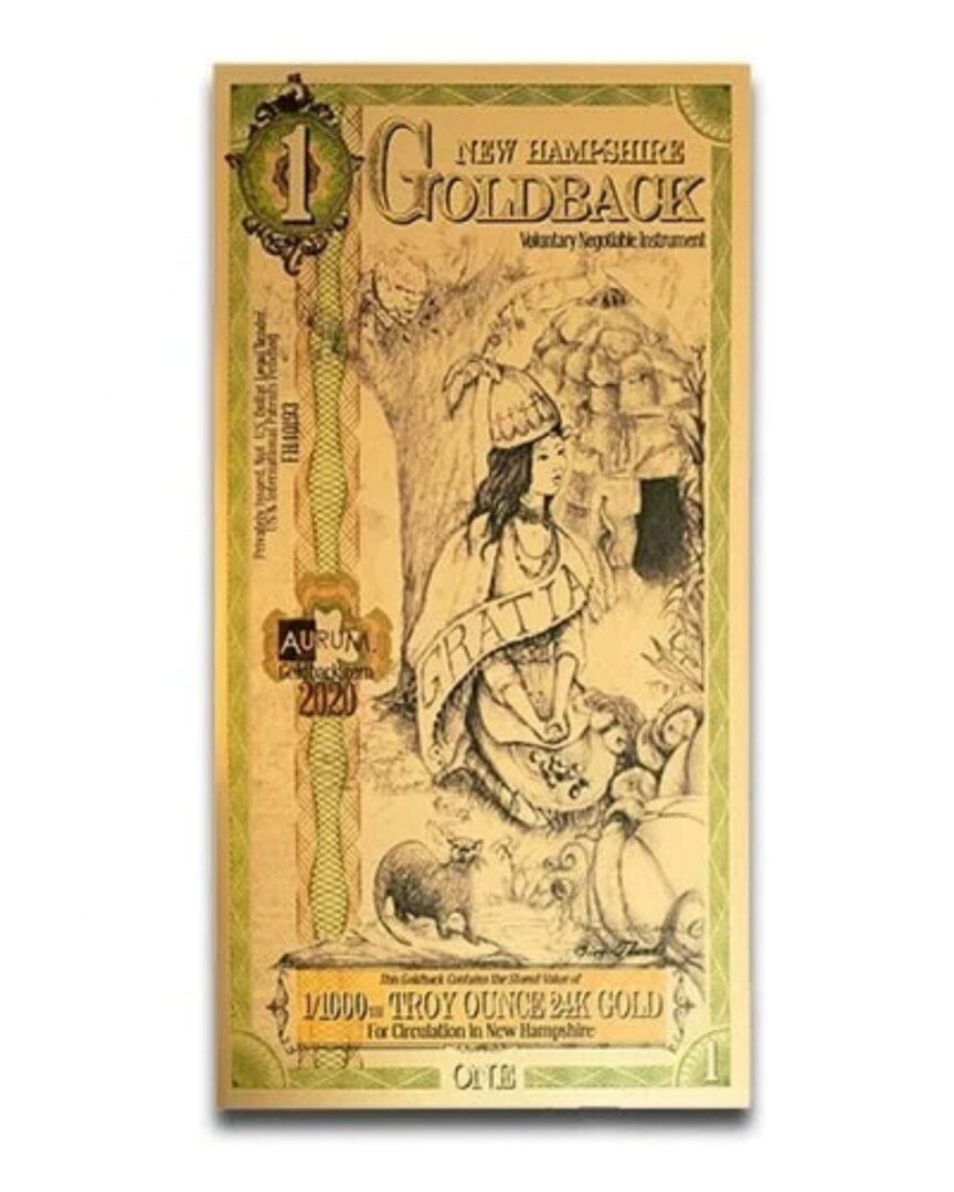 1 New Hampshire Goldback - Image 2